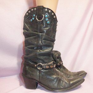 Steve Madden Black Leather Cowboy Western Boots 7.5